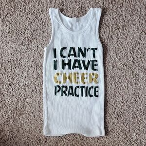 Graphic White Tank Top with Cheer Print